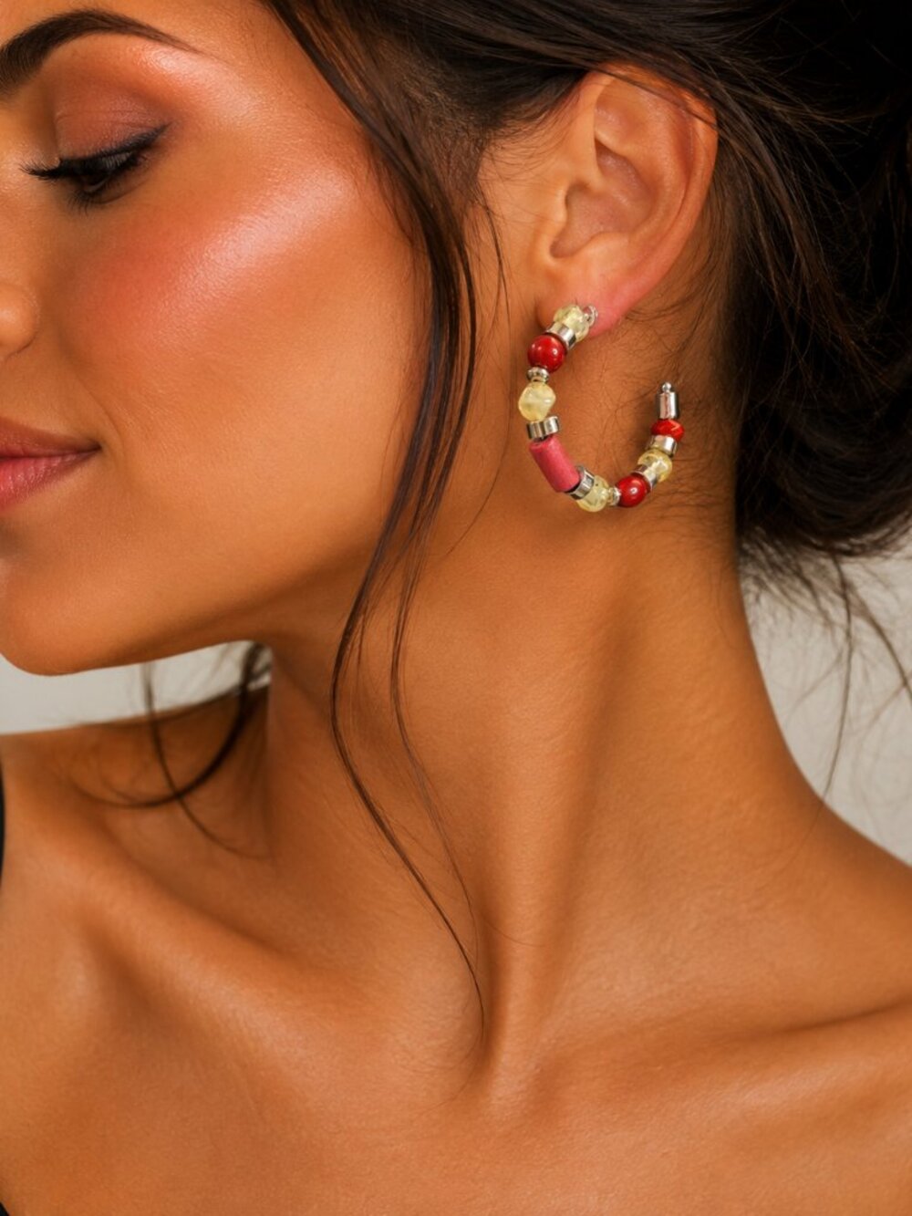 MIXIT Beaded and Jeweled Drop Earrings